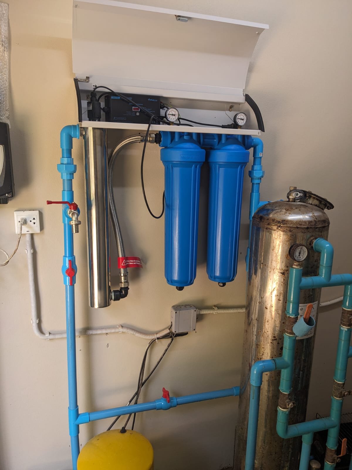 Whole-house UV filtration system installed at a rental villa near UWC in Thalang