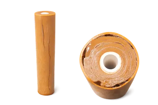 Close-up of sediment captured inside a used filter cartridge
